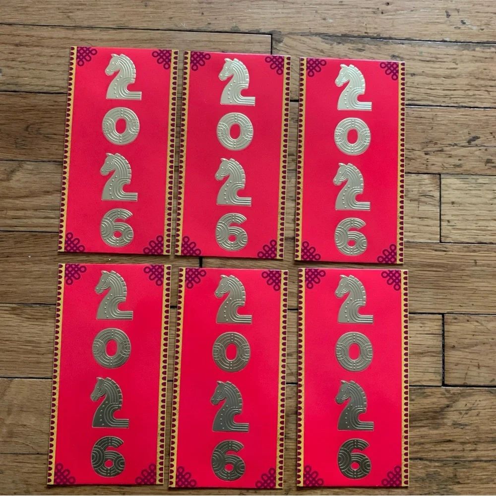 Chinese Lunar New Year Gold & Red Envelopes 6pcs